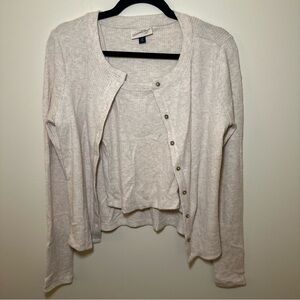 Universal Threads Cream Ribbed Cardigan and Tank Set - S/M